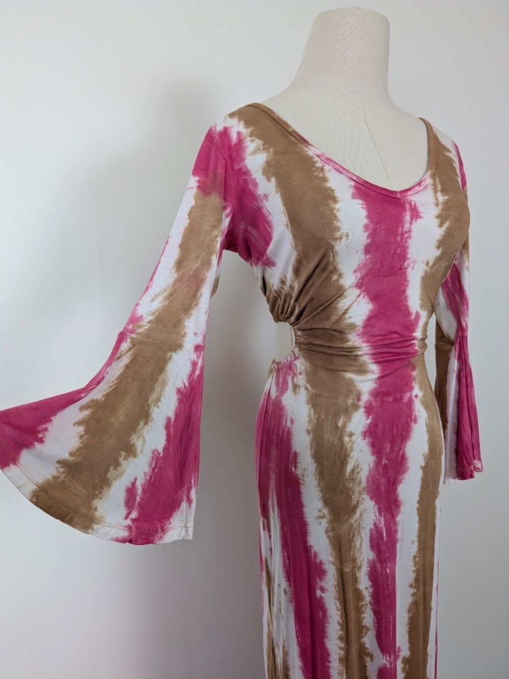 Tie Die Maxi Dress Open Back Size Small Long Sleeve Resort - Picture 6 of 16